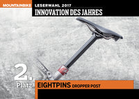 Eightpins wurde 2017 bei der Leserwahl vom Mountainbike Magazin auf Platz 2 gewählt.