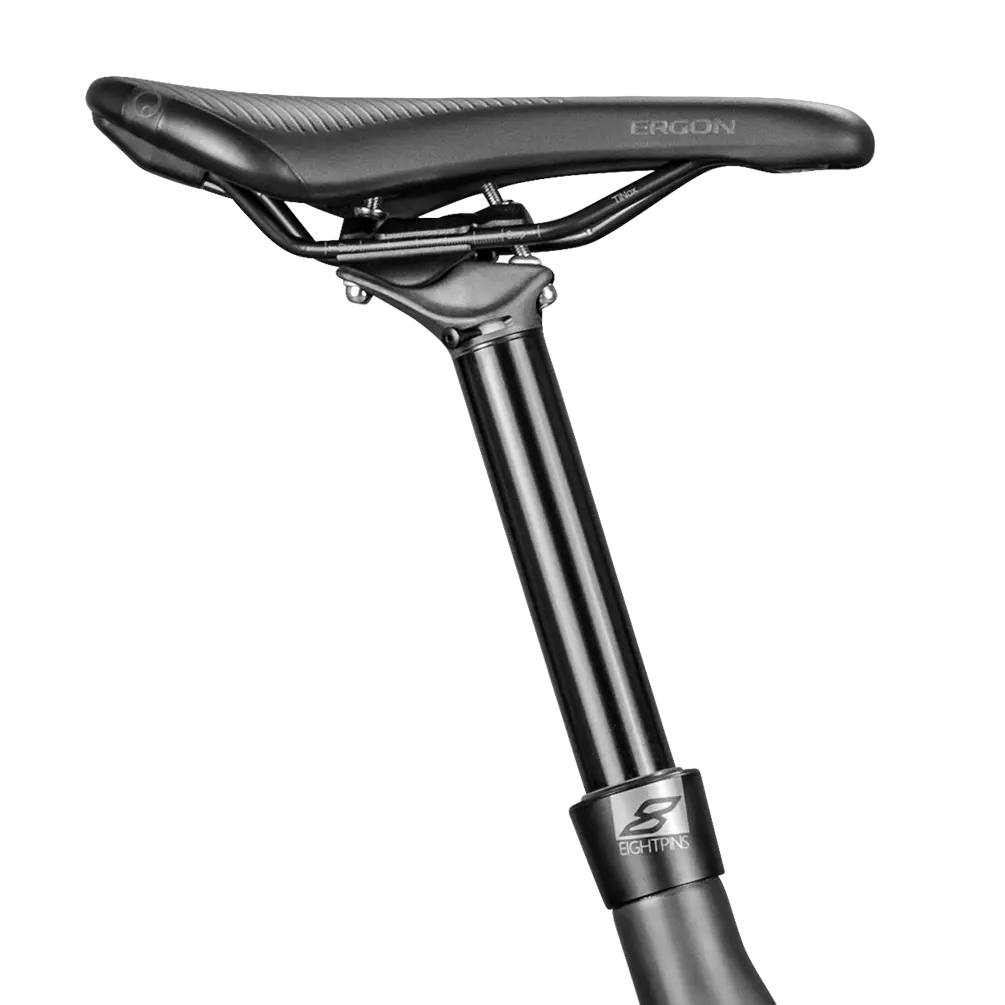 Seitliche Ansicht einer Eightpins H01 Teleskopsattlstütze wie sie in Bikes mit EIghtpins Sattelstütze von Ghost Riot, Ghost E-Riot, Ghost Lector, Ghost Path Riot, Bulls Sonic, Rotwild 375, Rotwild 750, Rotwild 735, Rotwild R.EXC, Rotwild R.EX, Thoemus Lightrider, Liteville 303, Liteville 301, Liteville H-3, Liteville 4-One verbaut ist.